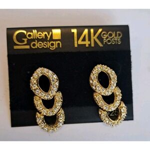 Vintage Gallery Design 14k Gold‎ Post Earrings NOS (JB)